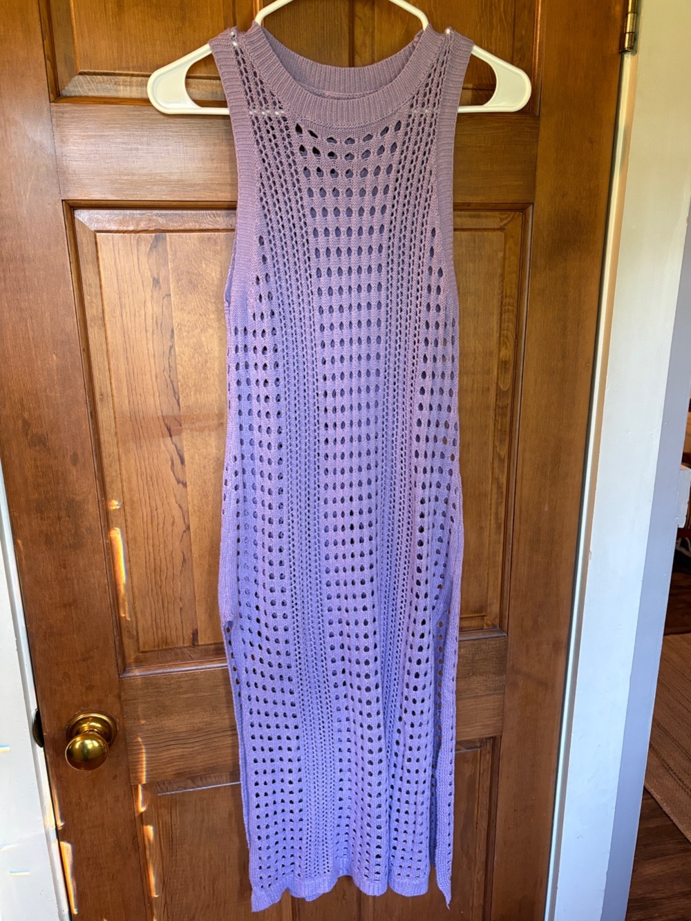 Sleeveless Lavender Crochet Maxi Dress